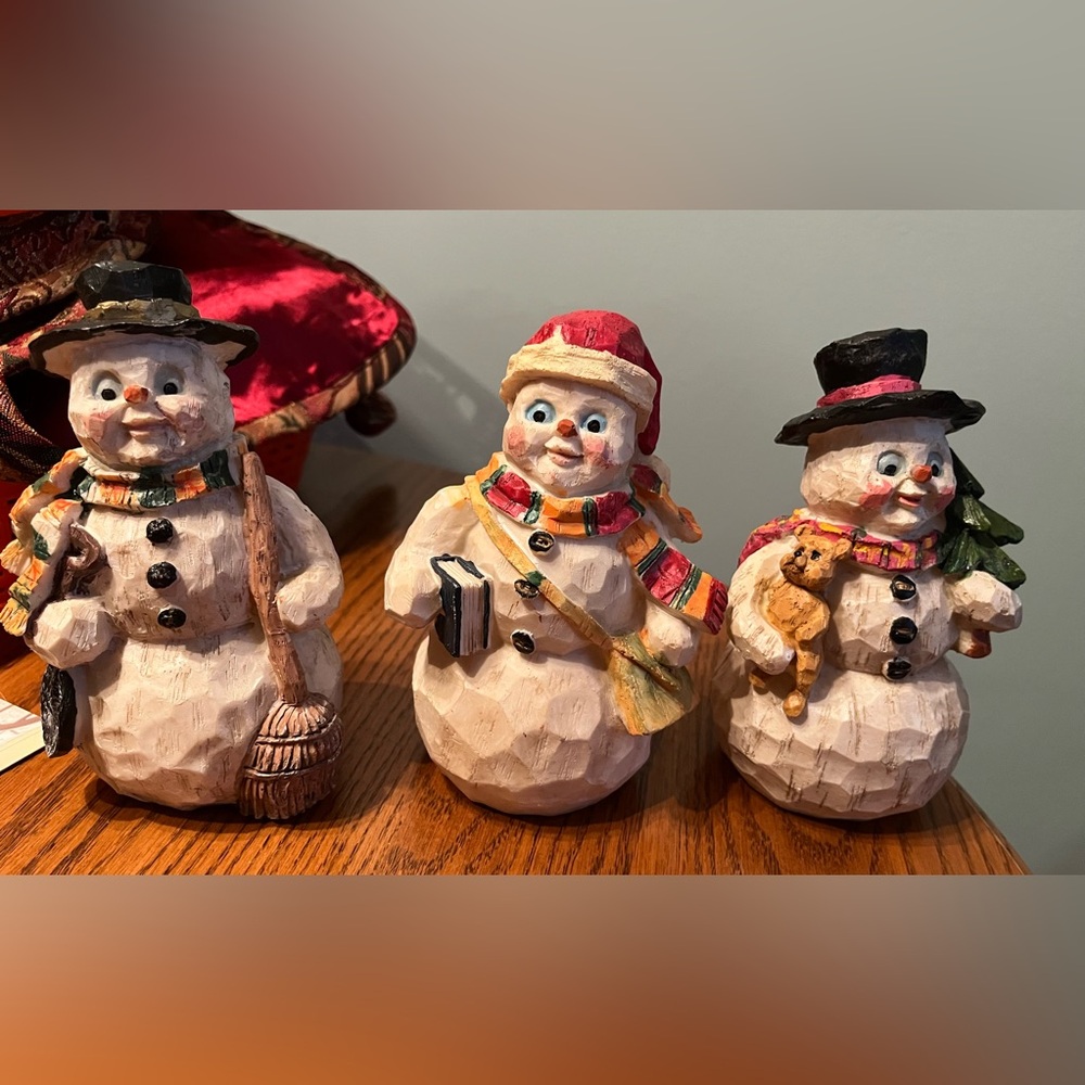 Vintage Christmas Snowman Figurines 1999 World Bazaar